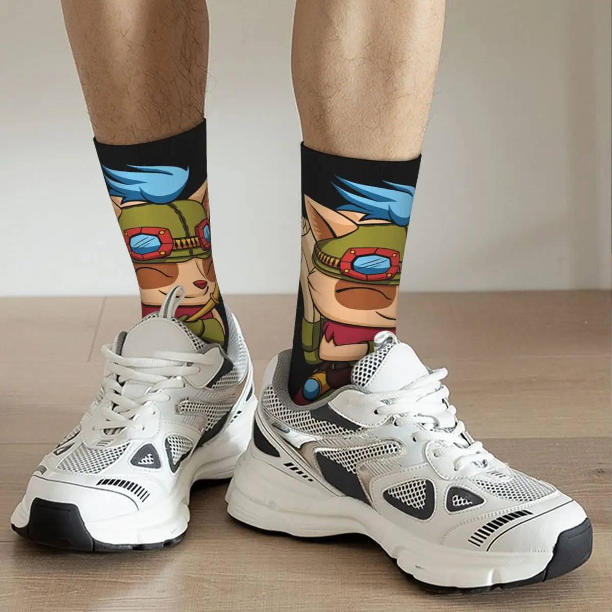 Crazy compression Sock for Men Teemo Hip Hop Vintage League Of Legends LOL Happy Seamless Pattern Printed Boys Crew Sock Casual