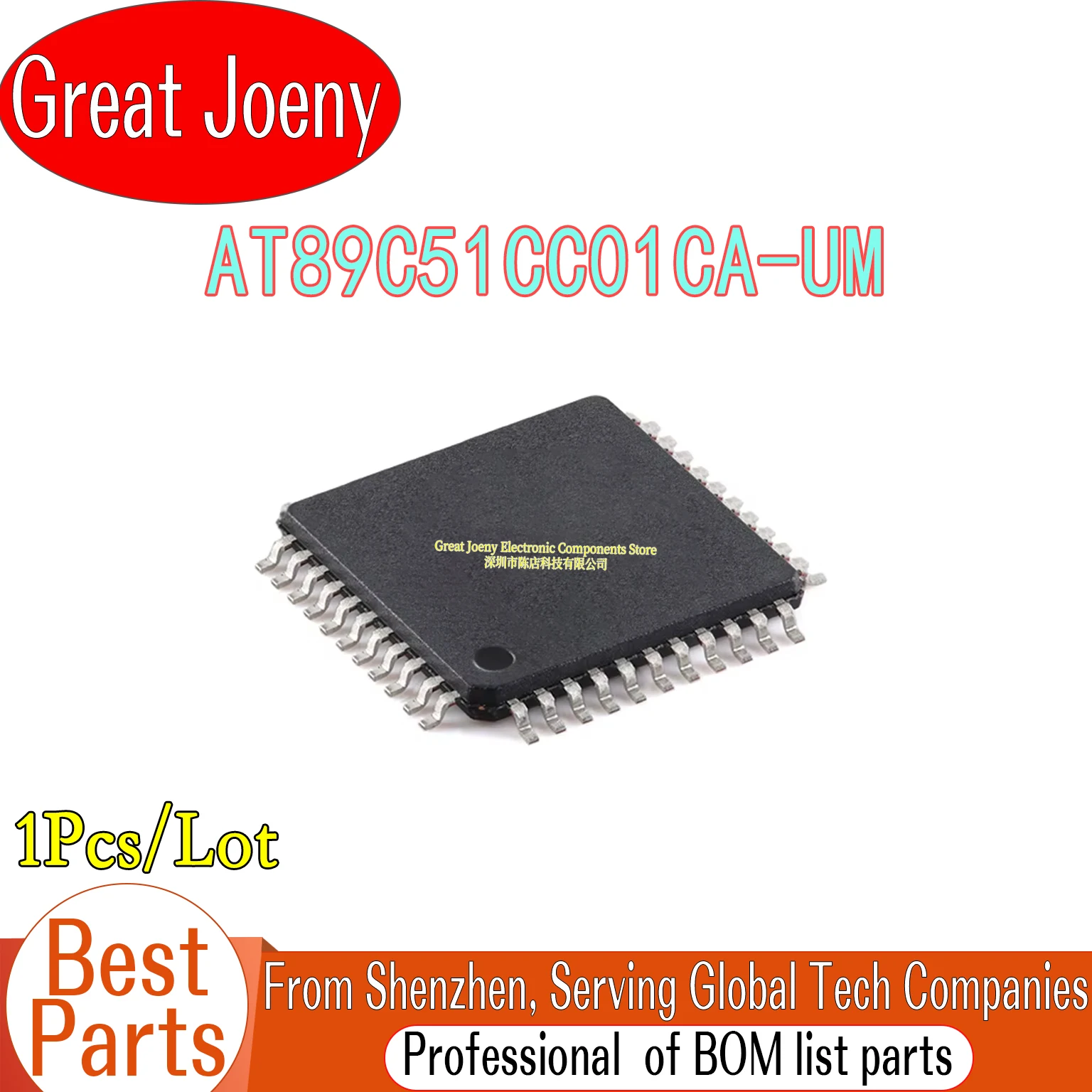 100% New Original AT89C51CC01CA AT89C51CC01CA-RLTUM AT89C51CC01CA-UM AT89C51CC01 AT89C51 IC MCU Chipset VQFP-44