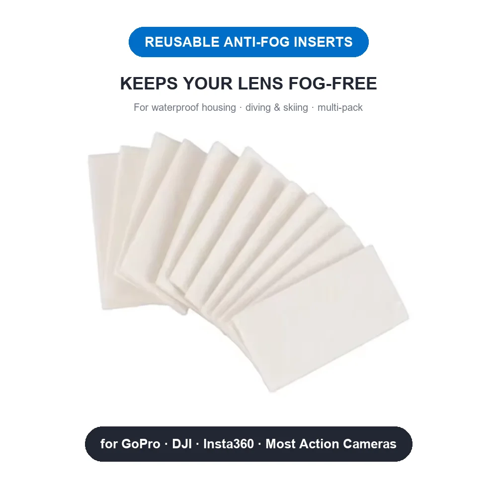 Reusable Anti-Fog Inserts Drying Sheets for GoPro Hero DJI Insta360 SJCAM AKASO Action Cam Waterproof Housing Diving Accessories