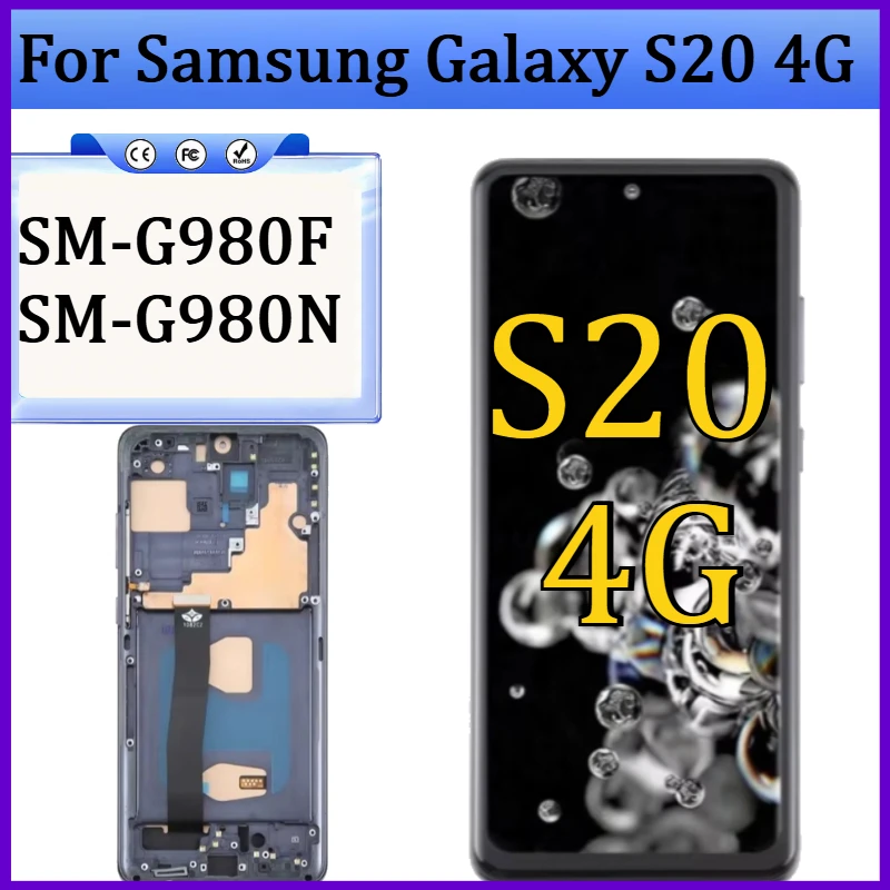 

Новый TFT/OLED экран для Samsung Galaxy S20 4G G980 G980F, ЖК-дисплей с сенсорным экраном и рамкой для Samsung S20 LCD
