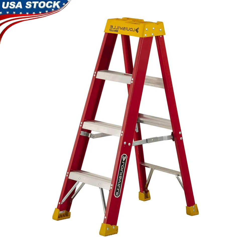 

4-Foot Fiberglass Step Ladder 300-Pound Load Capacity Type IA Non-Conductive Superior Build Ultimate Stability ANSI and OSHA