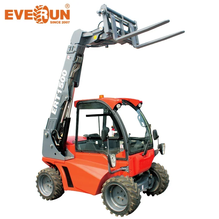 Everun Ert1500 1.35ton Telescopic Boom Compact Telehandler Mini Telescopic Wheel Loader Small Agricultural/Construction Equipmen