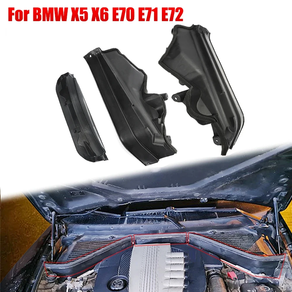 51717169419 51717169420 51717169421 For BMW X5 X6 E70 E71 E72 2009 2010 3pcs Car Engine Upper Compartment Partition Panel Set