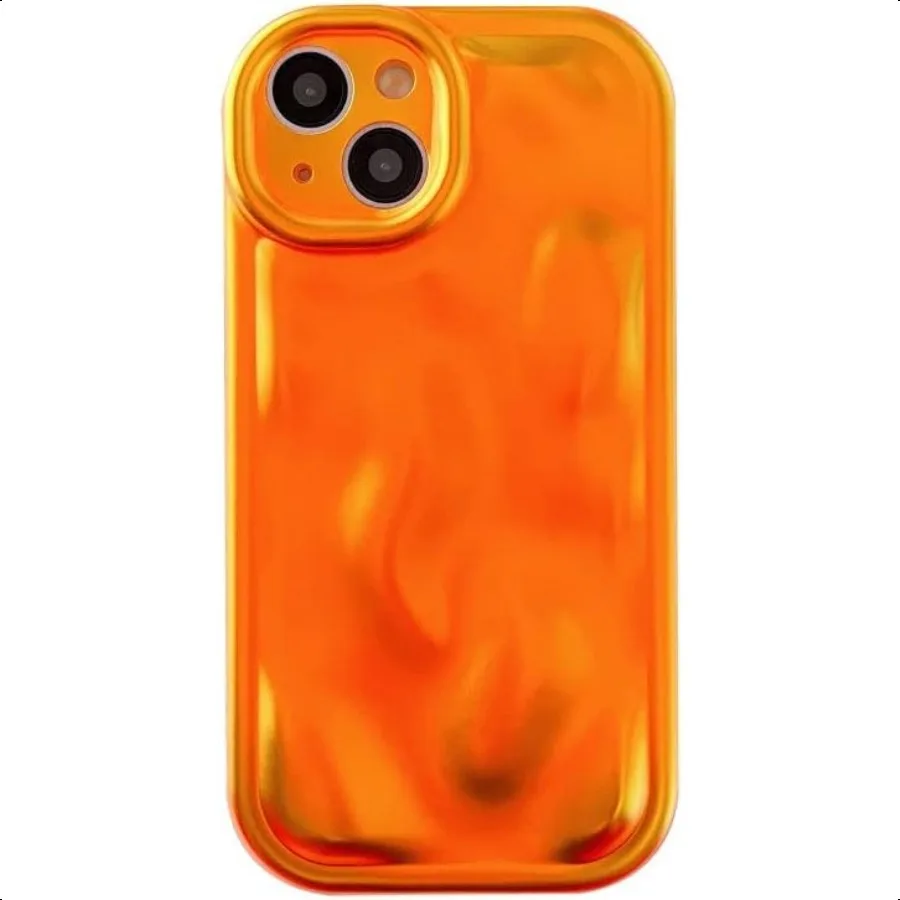 Caseative para iPhone 13 CaseWater Ripple Wave Meteorite Bubble Cromado Funda de teléfono suave Naranja fluorescente