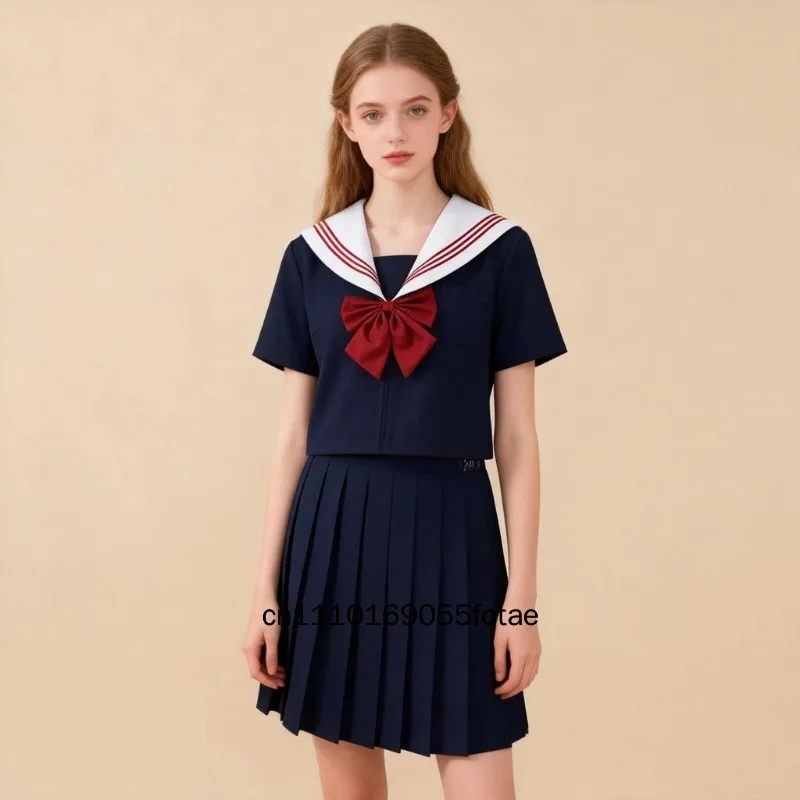 Japanische JK-Uniform, Matrosenanzug, weißes Hemd mit langen Ärmeln und roter Krawatte, klassisches japanisches Schulmädchenkostüm, Cosplay-Outfit für Mädchen. – Detail 3