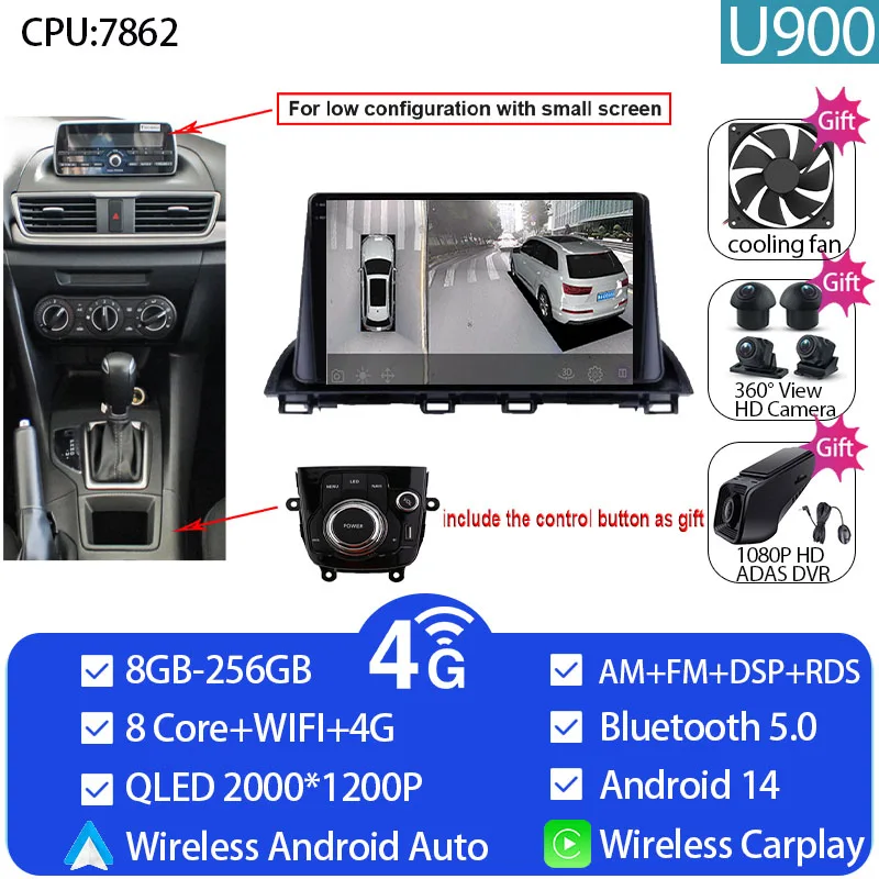 Voor Mazda 3 Axela 2014-2019 Mazda CX-4 CX4 2016-2018 Autoradio Android Auto GPS Navigatie multimedia Video Player Geen DVD