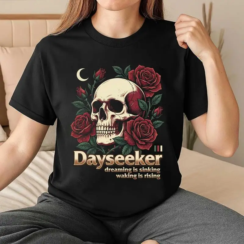 Dayseeker Vintage Sleeptalk Pale Moonlight Skull Rose Graphic T-Shirt