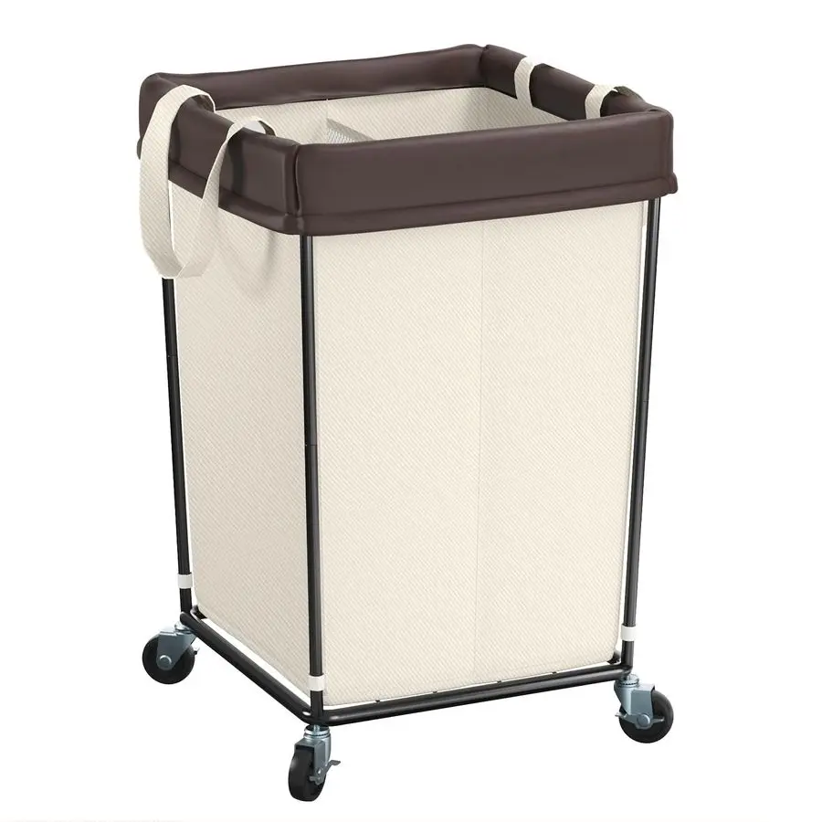 

Laundry Basket with Wheels, 2 Section Large Rolling Laundry Hamper Bag with Wheels, Clothes Hamper Cart for Laundry, Bedroom, Ba