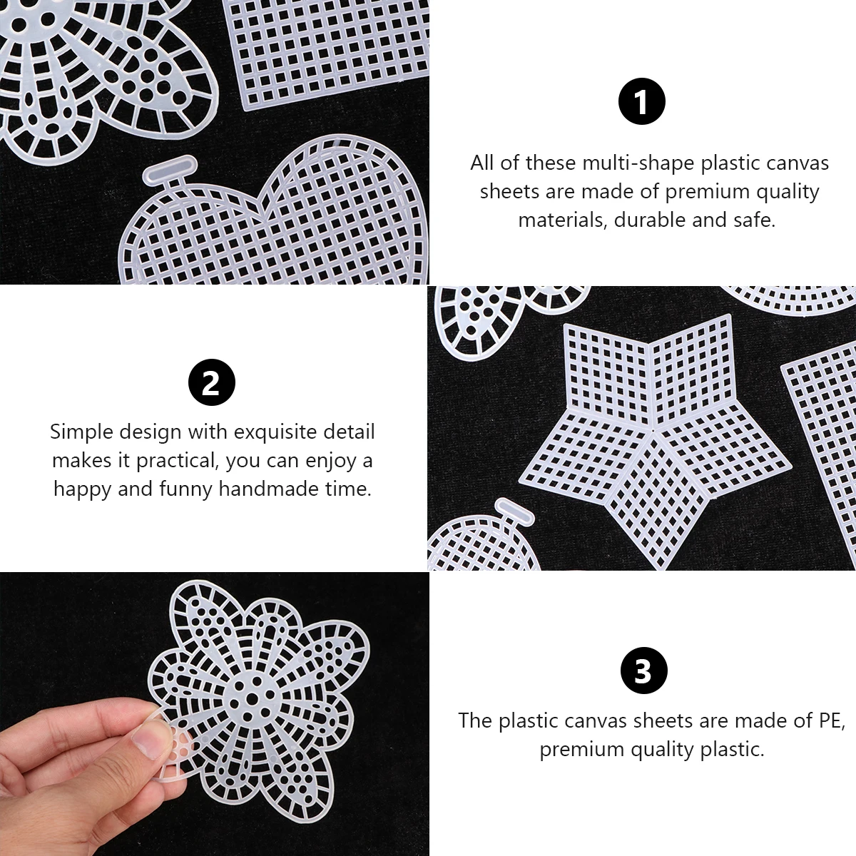 

50 Pcs Cross Stitch Mesh Set Plastic Coasters Yarn Canvas Shapes Bulk Heart Shaped Embroidery Sheet PE Material Lightweight