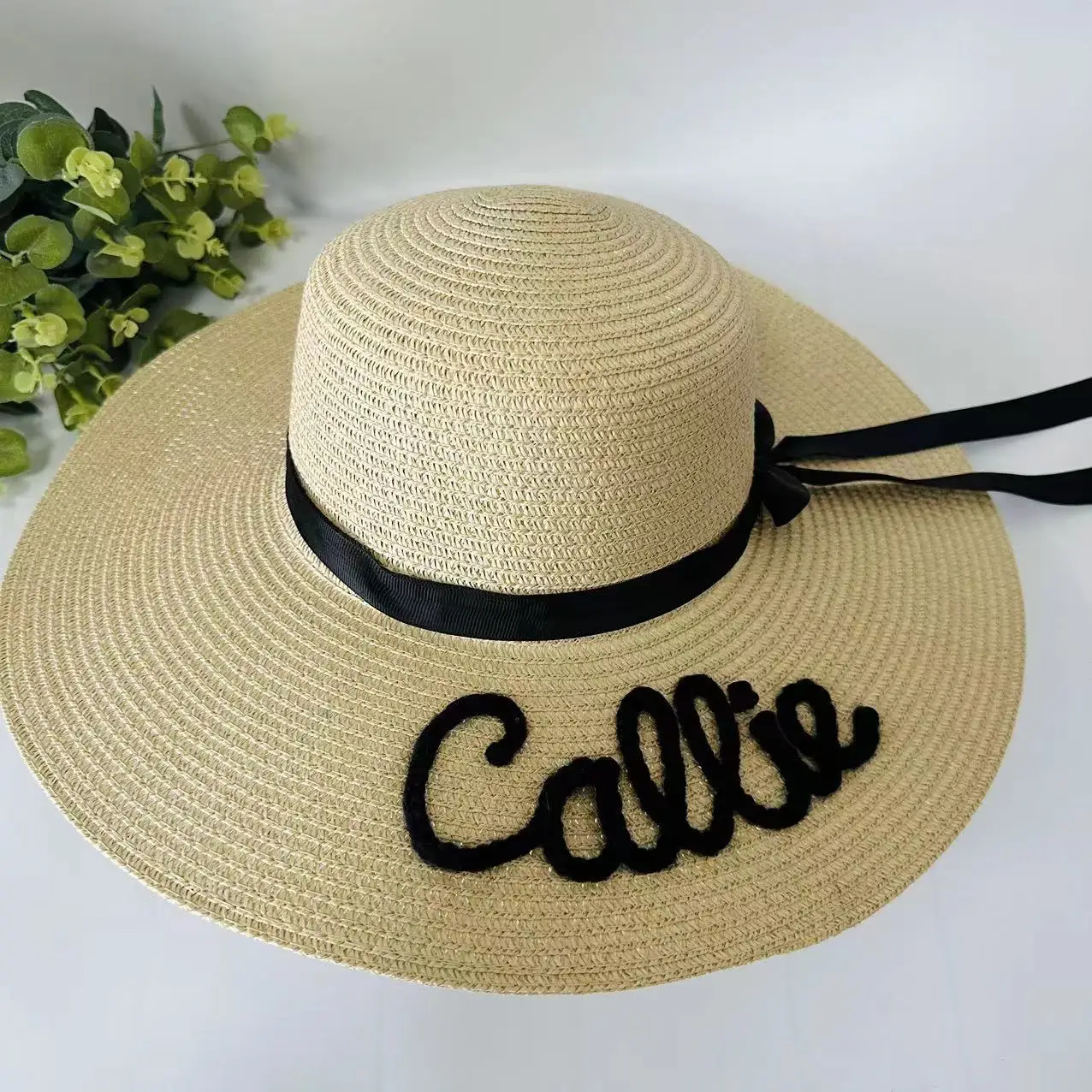 Custom Floppy Beach Hat, Personalized Bride Hat, Floppy Hat with Hand Embroidered Name, Custom Beach Hat, Honeymoon Gifts Hat