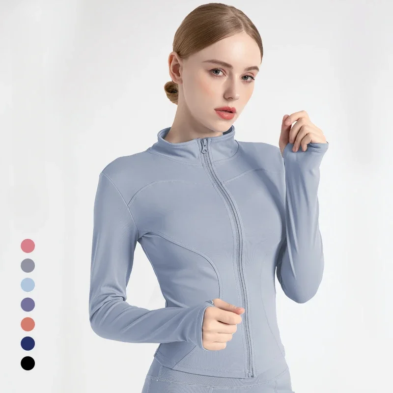 S-3XL Damska kurtka dresowa Slim Fit Płaszcz fitness z długim rękawem Topy do jogi z otworami na kciuki Kurtka gimnastyczna Bluzy treningowe