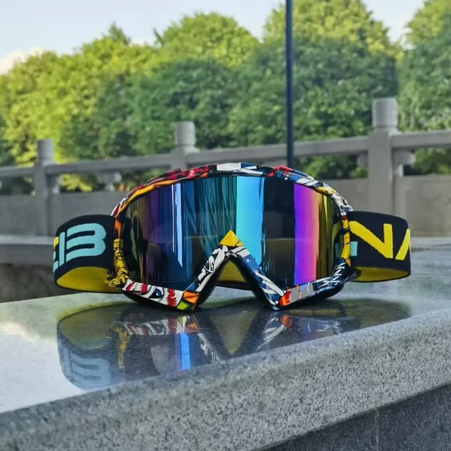 Off-Road Motorcycle Goggles UV400 Windproof Sand Dust Proof Water Transfer Printing for Cycling Skiing Outdoor Sports