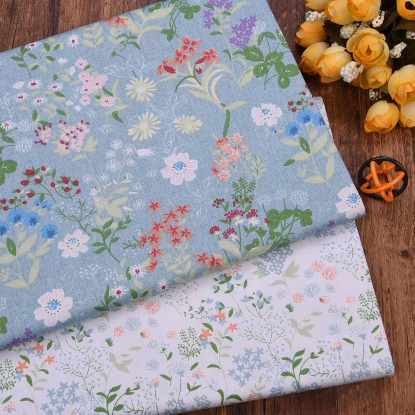 160x50cm 100% Cotton Twill Printed Fabric Green Floral , for Bedding Sleeping Wear Clothing Sewing Cloth