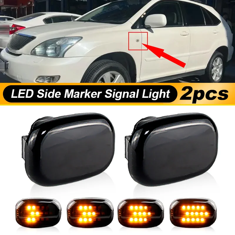 2X Dynamic Led Side Marker Flowing Turn Signal Light Lamp for Lexus RX 300 330 350 400h MCU3 GSU3 MHU3 2003-2009 MCU15 2000-2003