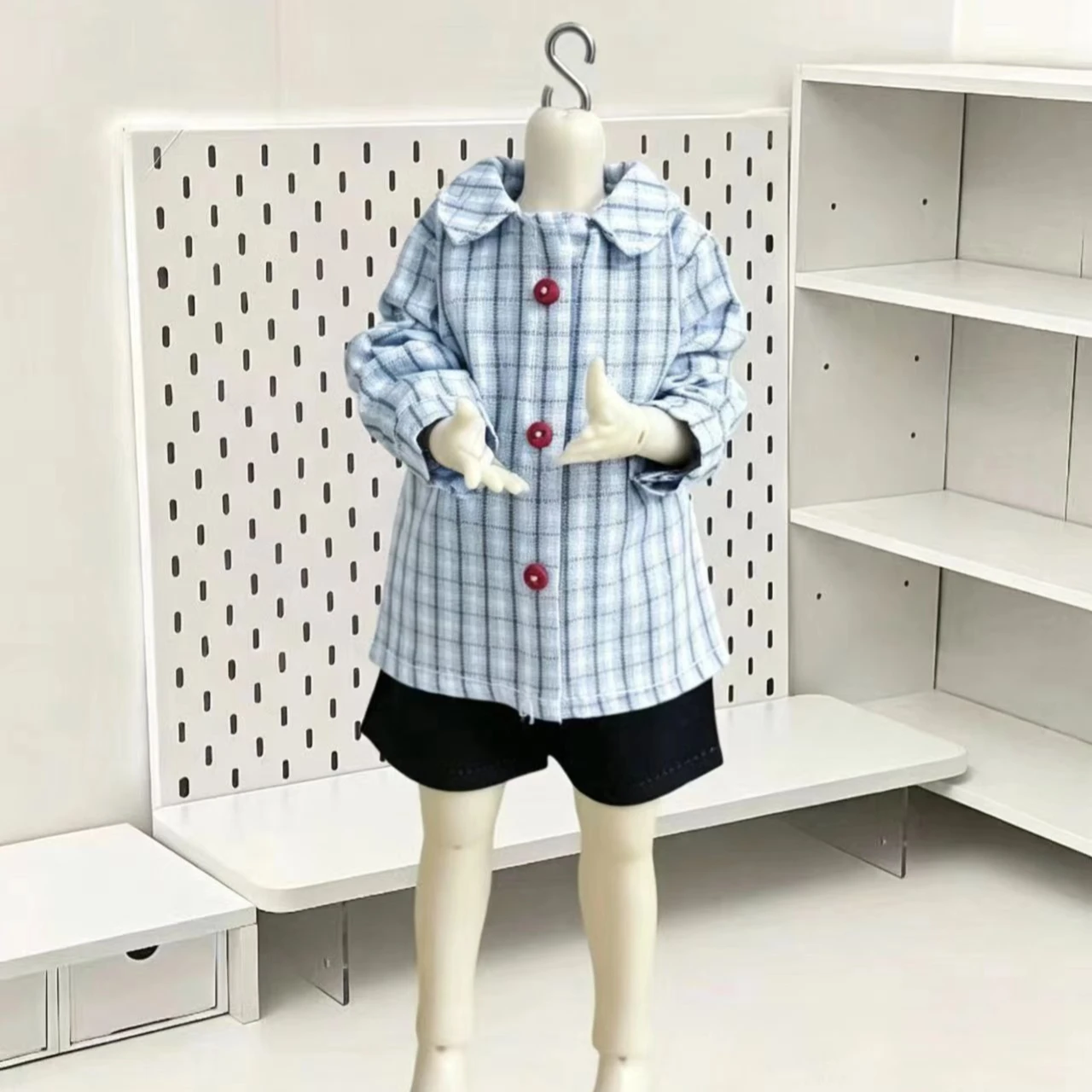 

Doll's Clothes for 30cm Bjd Doll 1/6 Ob22 Ob24 Grid Shirt Long Sleeves Girl Toys Dress Up Play House Doll Accessories, No Doll
