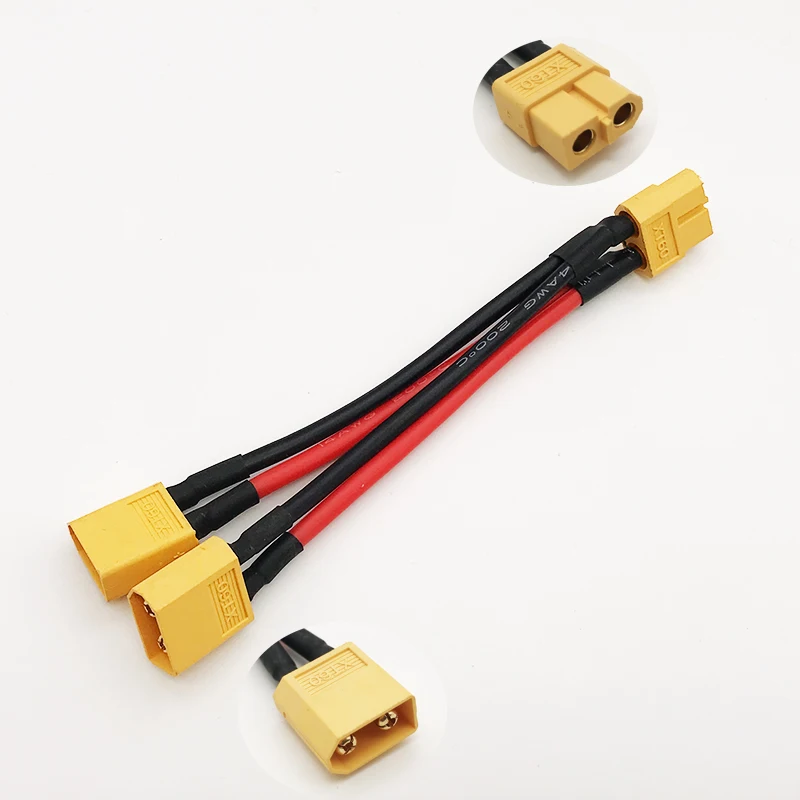 XT60 Parallel Battery Connector Male/Female Cable Dual Extension Y Splitter 14AWG Silicone Wire for RC Drone Motor Part