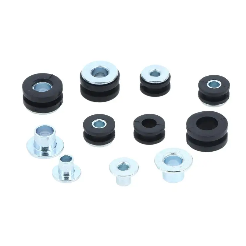 10Pcs M6 M10 Rubber Grommet Assortment with Solid Metal Insert for Automotive Motorcycle Wire Sealing Installation