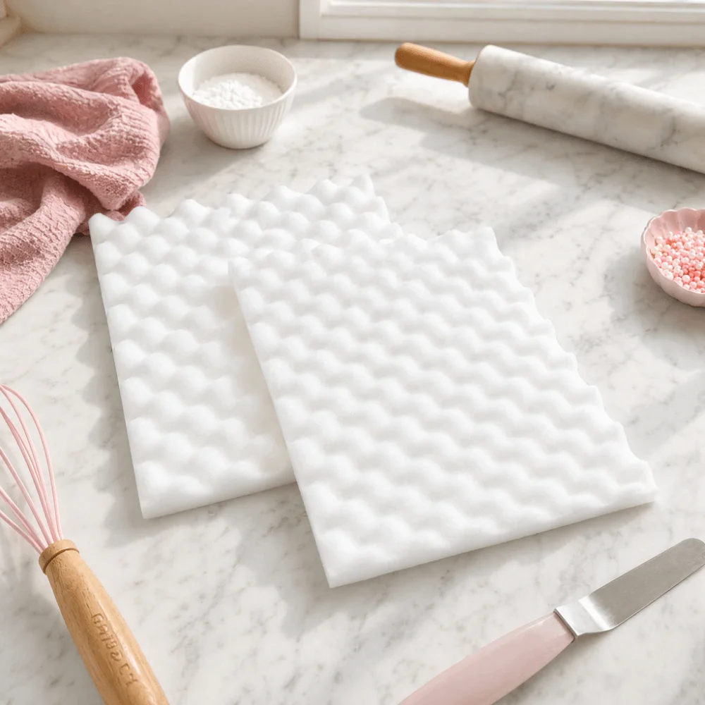 2pcs Waved Texture Fondant Shaping Mat Foam Tray White Fondant Drying Sponge Drying Flowers Egg Crate Foam Sugar Flower Pad