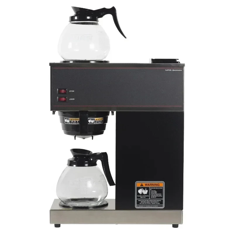 Coffee Brewer Upper and Lower Warmers and Two Glass Decanters Stainless Standard  Coffe Machine Easy Cleaning