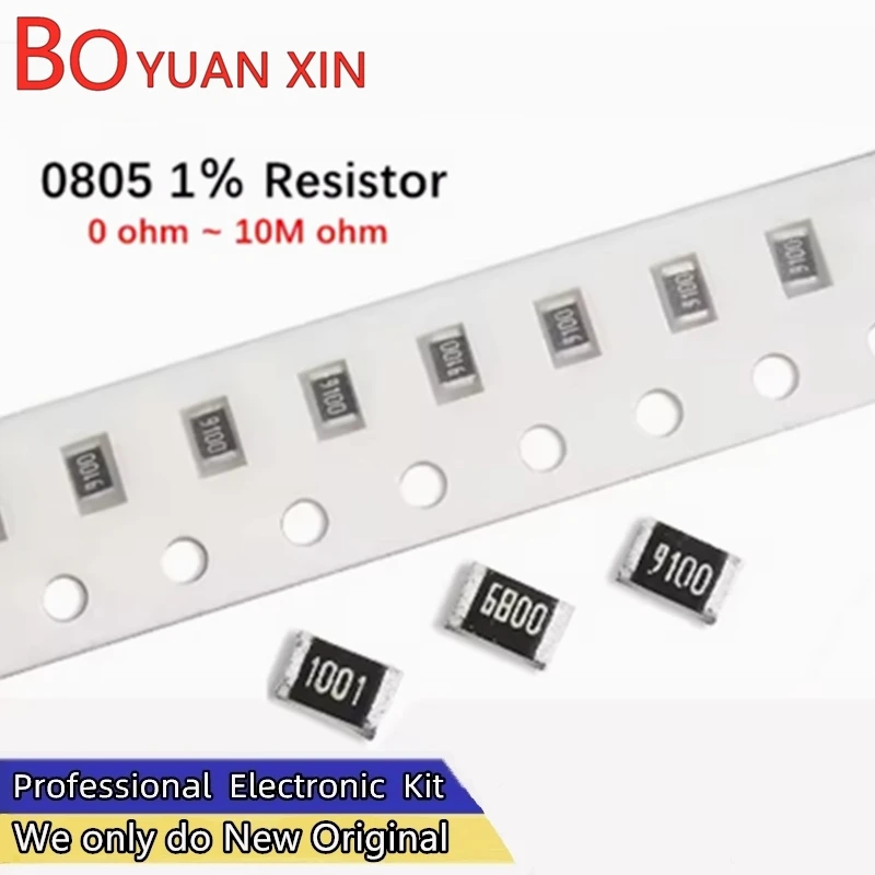 BYX KEJI 0805 SMD Resistor Accuracy 1% 1/8W 910R~1K 1.2K 1.3K 1.5K 1.6K 1.8K 2.2K 2.4K 2.7K 3.9K 4.3K 5.1K 5.6K 6.2K 6.8K 1M ohm