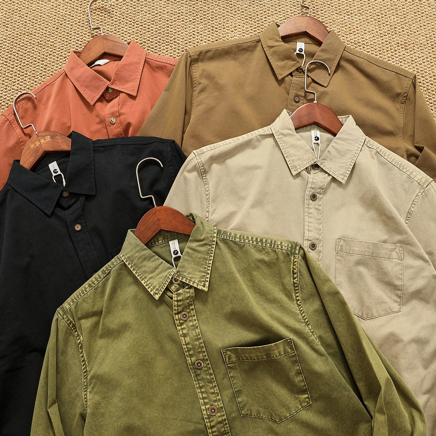 Waed القطن الخالص طويل Sve الياقات irt الرجال الرجعية بسيطة كيت عادية مختلط Sle العصرية irt الخريف فضفاضة تناسب الشباب #3