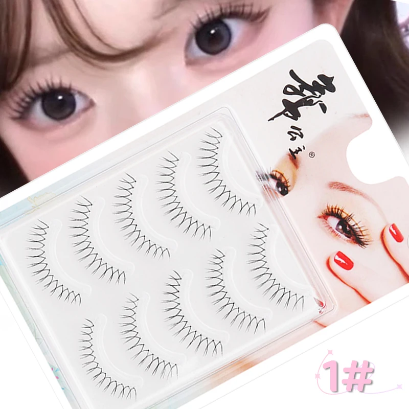 DINGSEN 5 Paar künstliche Wimpern, Korea Idol-Wimpern, Anime-Wimpern, U-förmig, natürlicher transparenter Stiel, weiche, natürliche Wimpern, Make-up – Detail 1