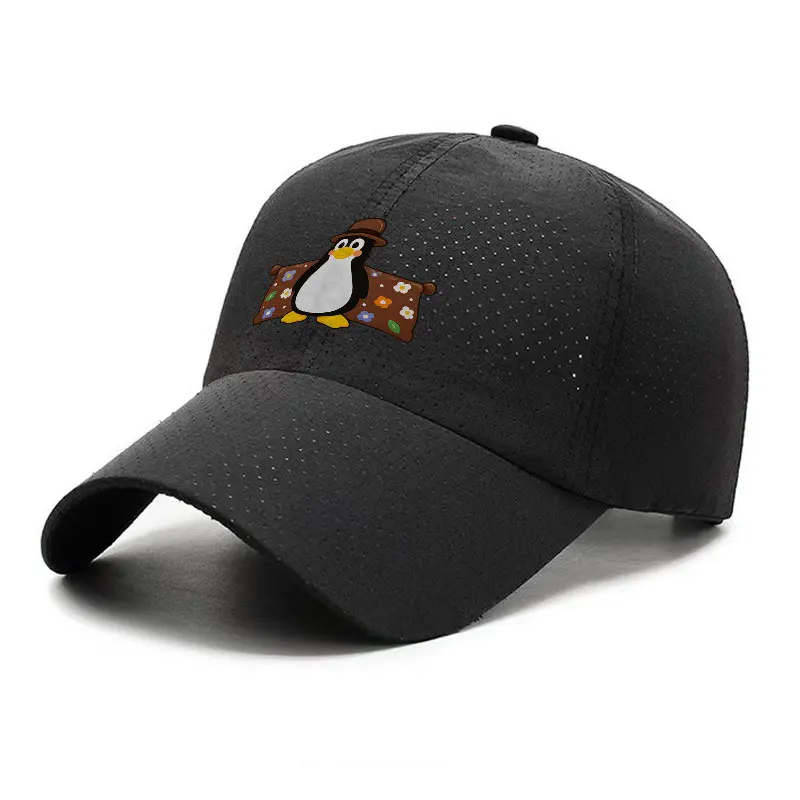 Tux Linux Mascot Quick Dry Baseball Cap Adjustable Lightweight Black Hat for Men Women