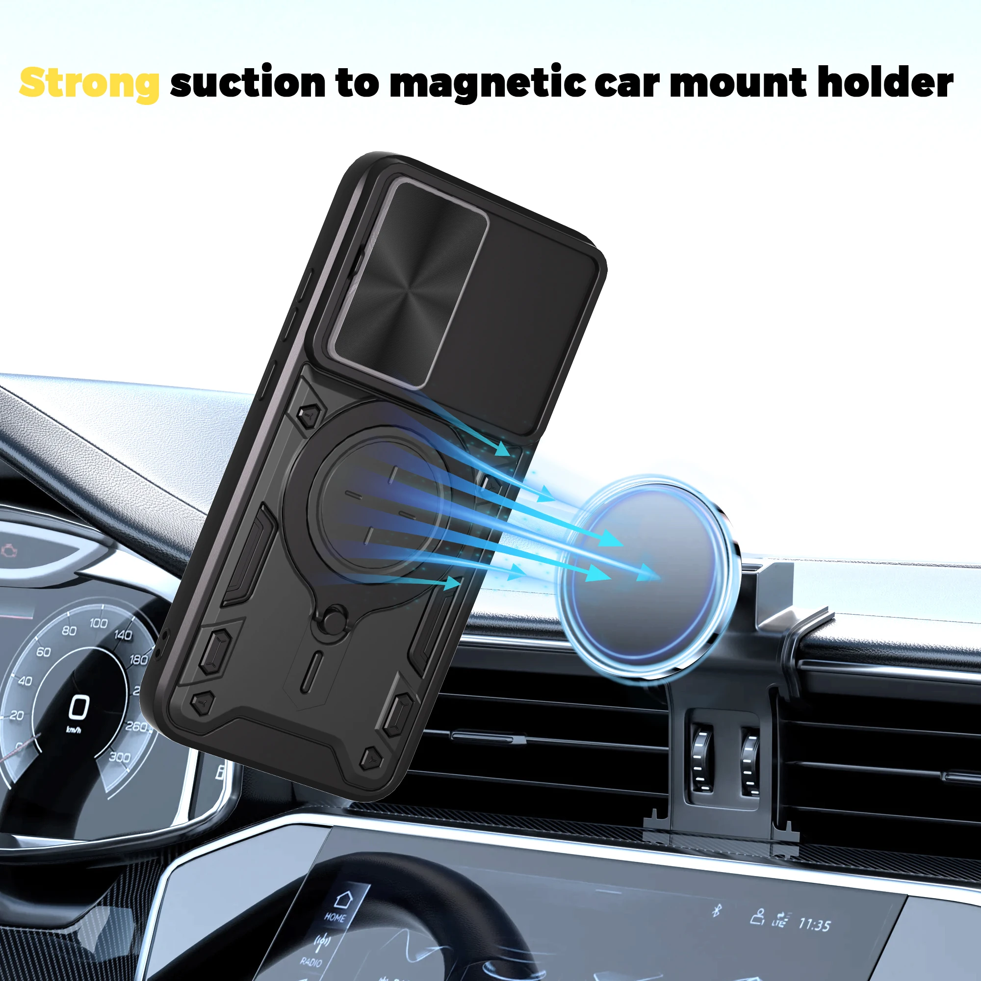 ヘビーデューティ保護カバーシャオ mi ポコ F7 5 グラムケースリングスタンドホルダーレンズ保護 Fundas Coque Capa