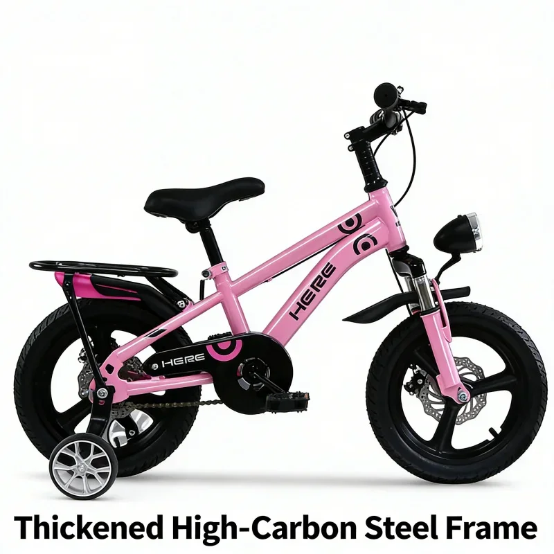 

Pink Children's Bicycle - Double Disc Brake Pedal Bike for Boys & Girls 3-8 Years Old Big Kids Stroller Shelf Model
