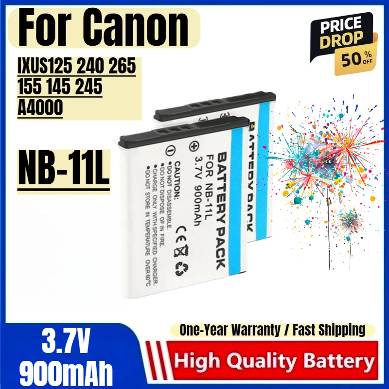 

NB-11L Battery 3.7V 900mAh Rechargeable Batteries and Charger for Canon IXUS125 240 265 155 145 245 A4000 Camera Battery