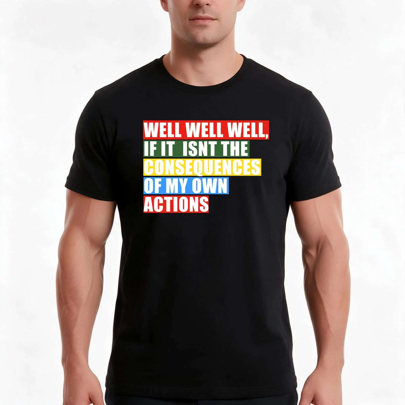 well well well if it isnt the consequences of my own actions T-Shirt Summer Casual Cotton Tee Oversized Streetwear Tops