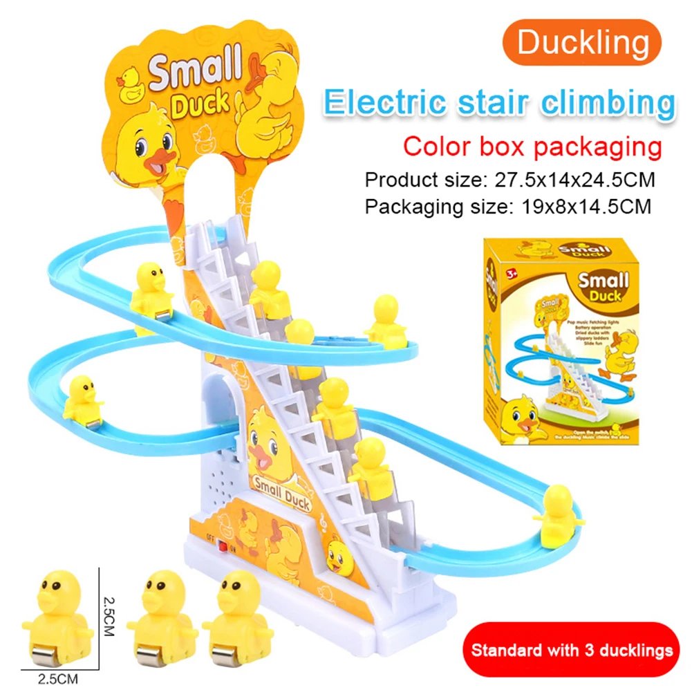 Duck Climbing Stairs Track Toys Electric Cartoon Animal Track Slide Stair Climbing Educational Toys For Kids Gifts