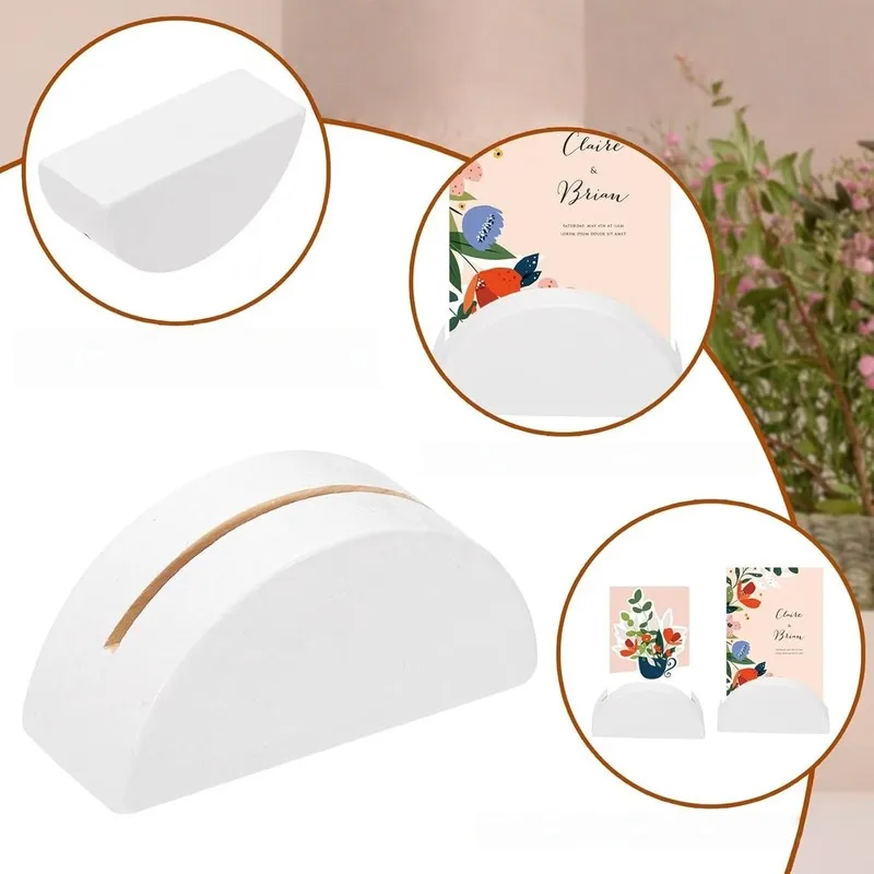 43 pcs Semi Circle Wood Bases, Restaurant Menu Display, Natural Wood Finish, Stable Flat Bottom, Multipurpose