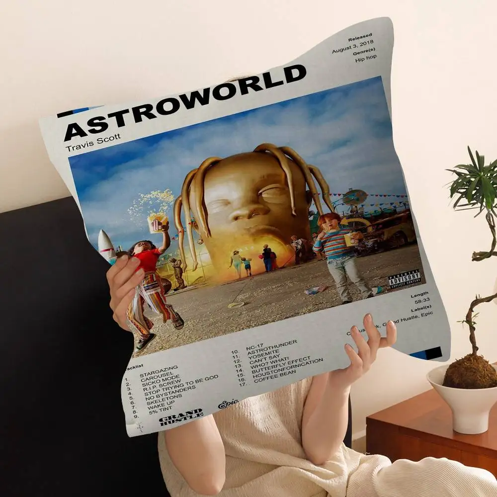 الهيب هوب المغني مغني الراب T-ترافيس سكوت وسادة هدية مكتب المنزل الديكور غرفة نوم أريكة غطاء وسادة السيارة 45x45 #3