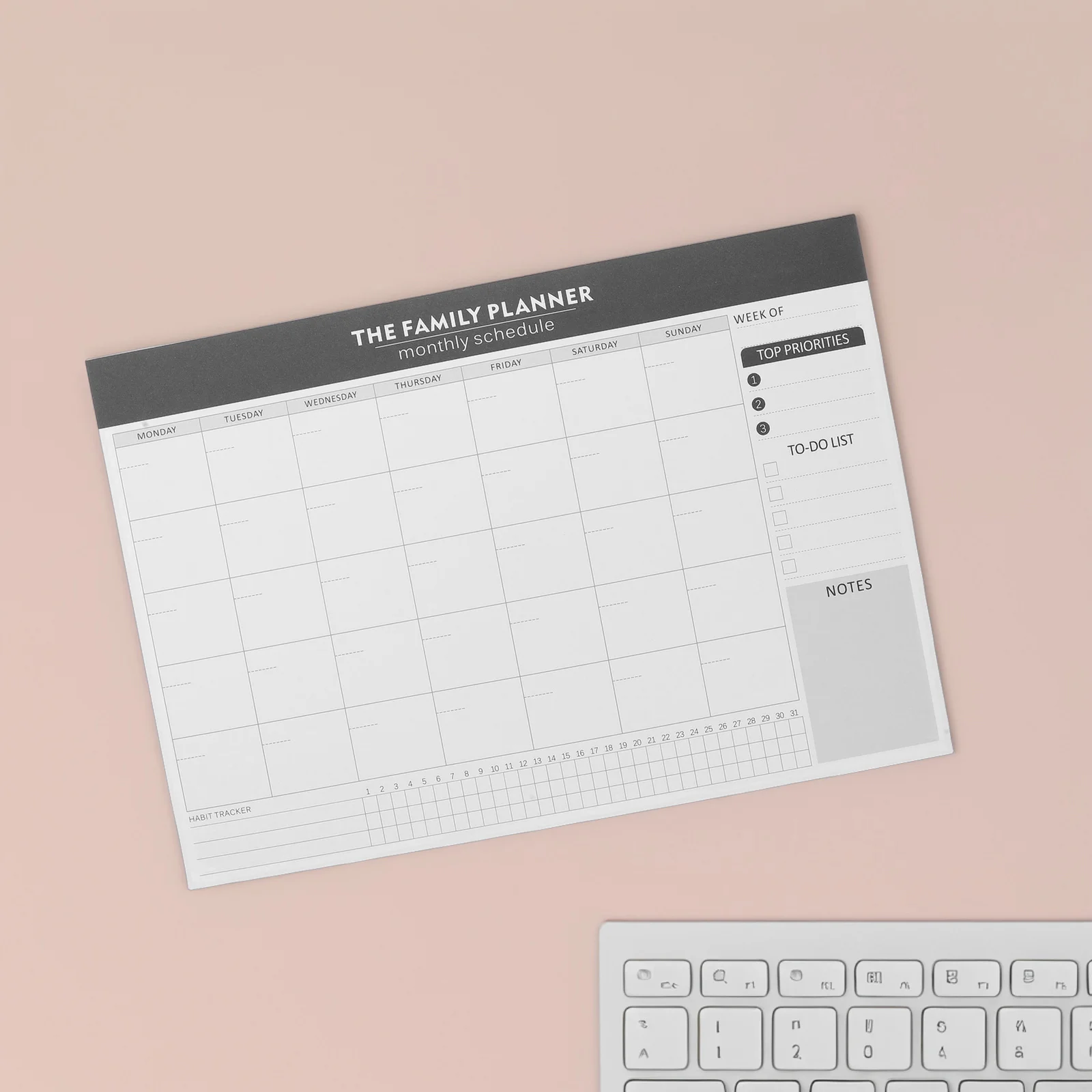 

Large Monthly Planner Notepad Undated Daily Weekly Schedule Organizer Black Notebook For Students Teachers Task Tracking