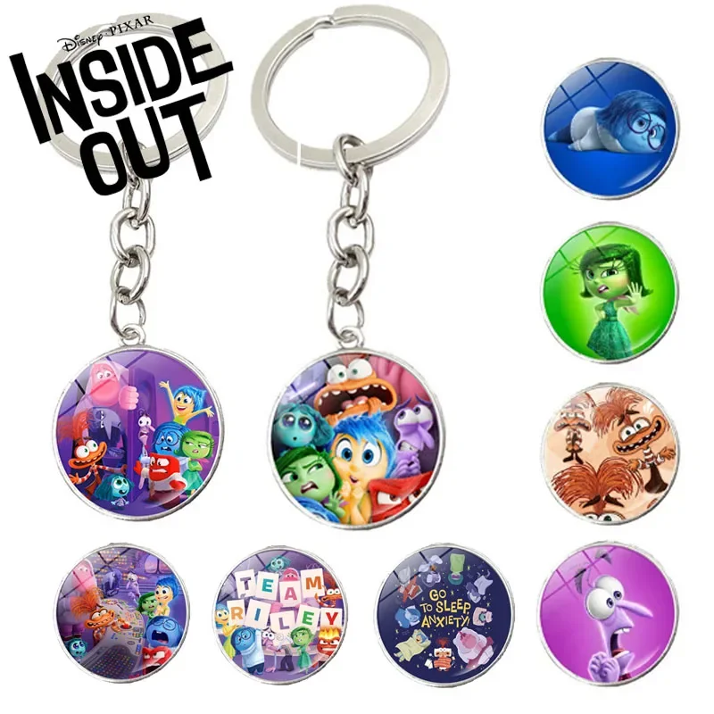 New Disney Inside Out 2 Keychain Cartoon Movie Figure Joy Sadness School Bagpencil Case Pendant Keyrings Accessories Kids Gifts