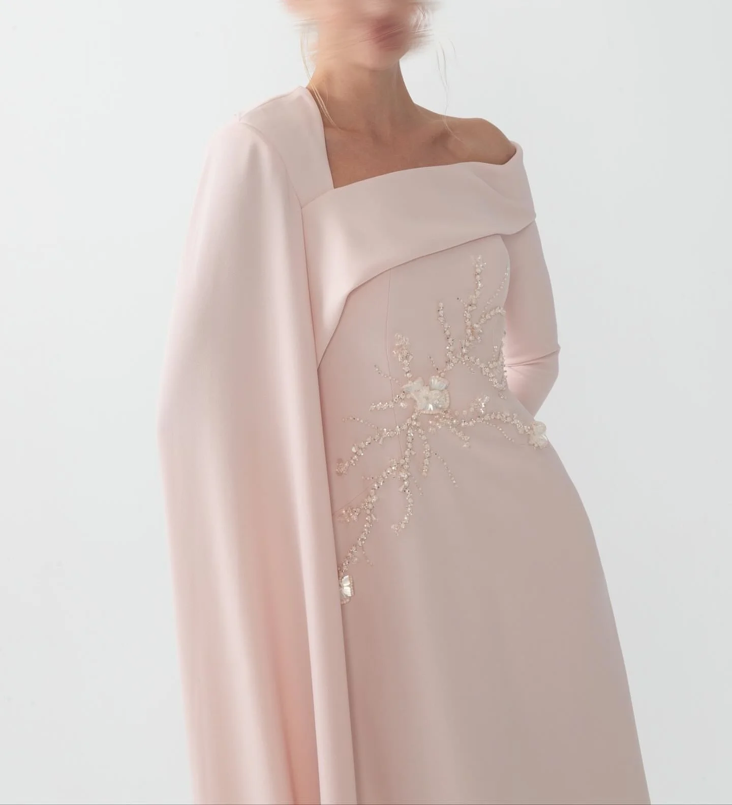 Meetlove フルスリーブ ビーズ装飾 シース シンプル フォーマルドレス カスタマイズ可能 フロア丈 スイープトレイン フロア丈 ホームカミングドレス