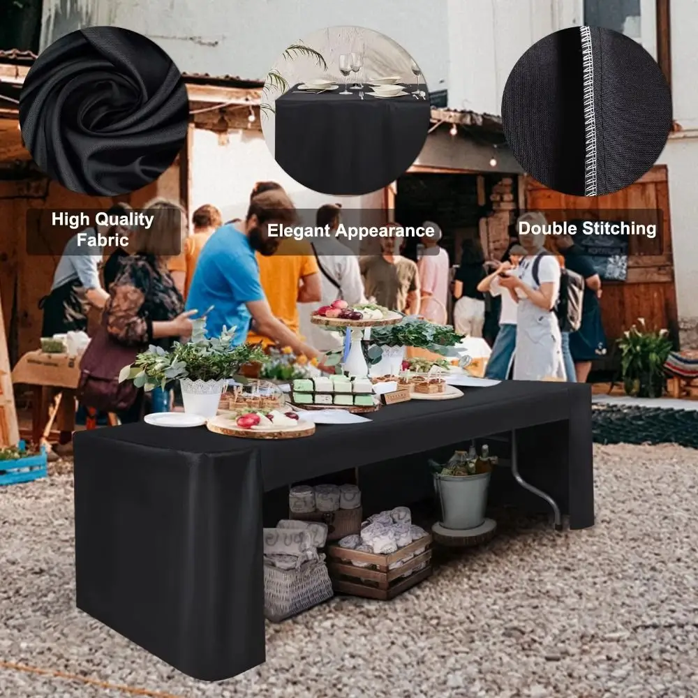 6FT Stretch Tablecloth Spandex Wrinkle Resistant Rectangular Table Skirts Polyester Practical Exhibition Table Decor