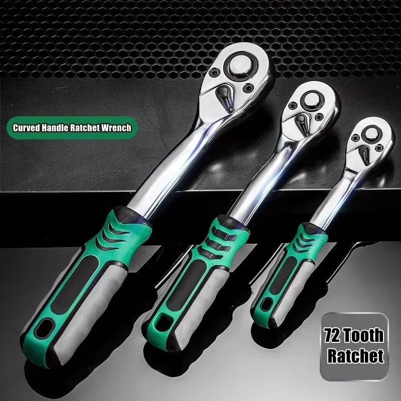 24/72 Tooth Quick Ratchet Wrench 1/2 1/4 3/8 3 Size Flying Wrenches Two-way Socket Wrench Repair Tools for Vehicle Bicycle
