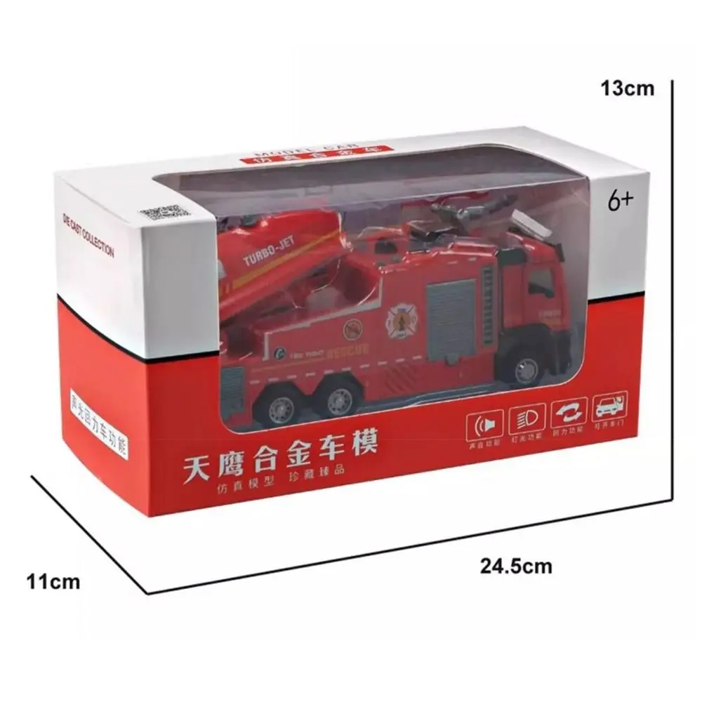 1:32 Scale Fire Truck Model Pull-Back Function Interactive Toy Fire Engine Cars With Sound Light Engineering Vehicle