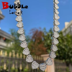 Bubble Letter Baguette Crushed Heart Necklace for Women Iced Out Choker Micro Pave Prong Setting Hip Hop Jewelry