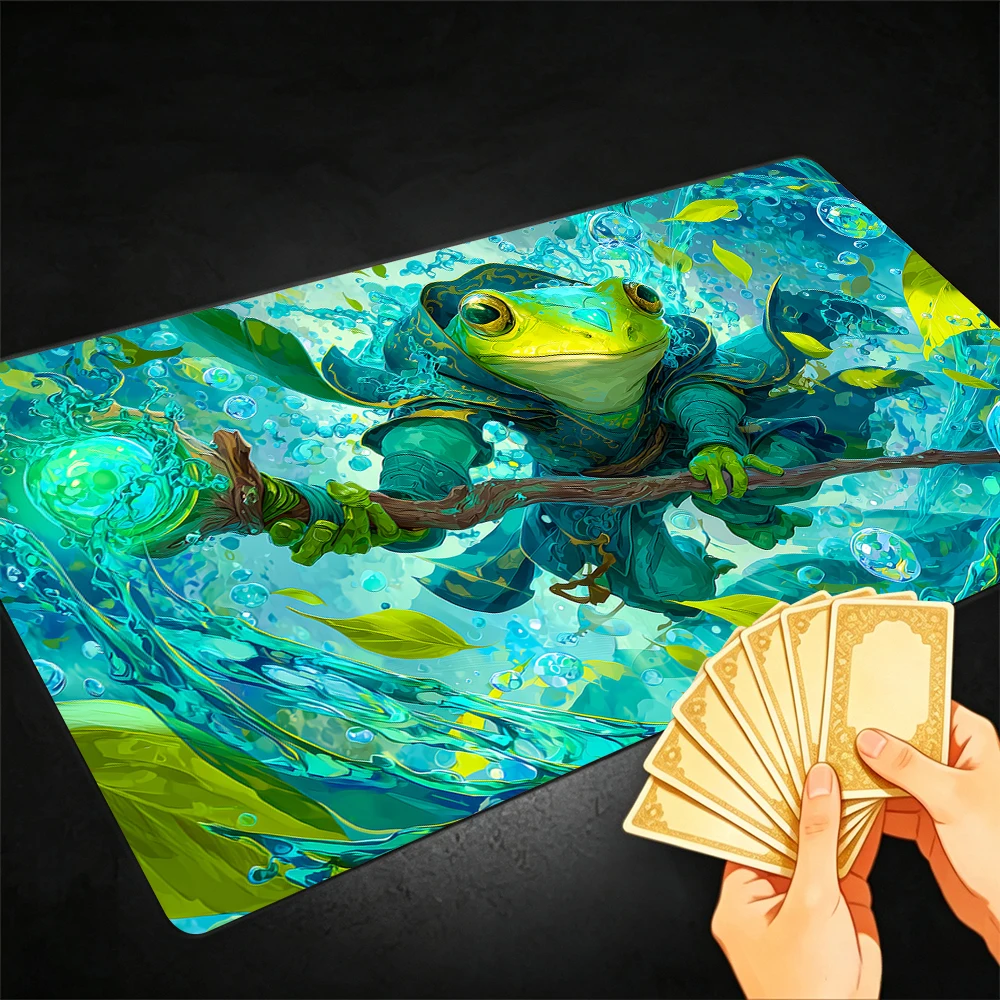 Cool Frog Master TCG Playmat Magic Playmat Gathering Gaming Mat with Stitched Edge Anti-slip base 60X35cm Trading Card Game