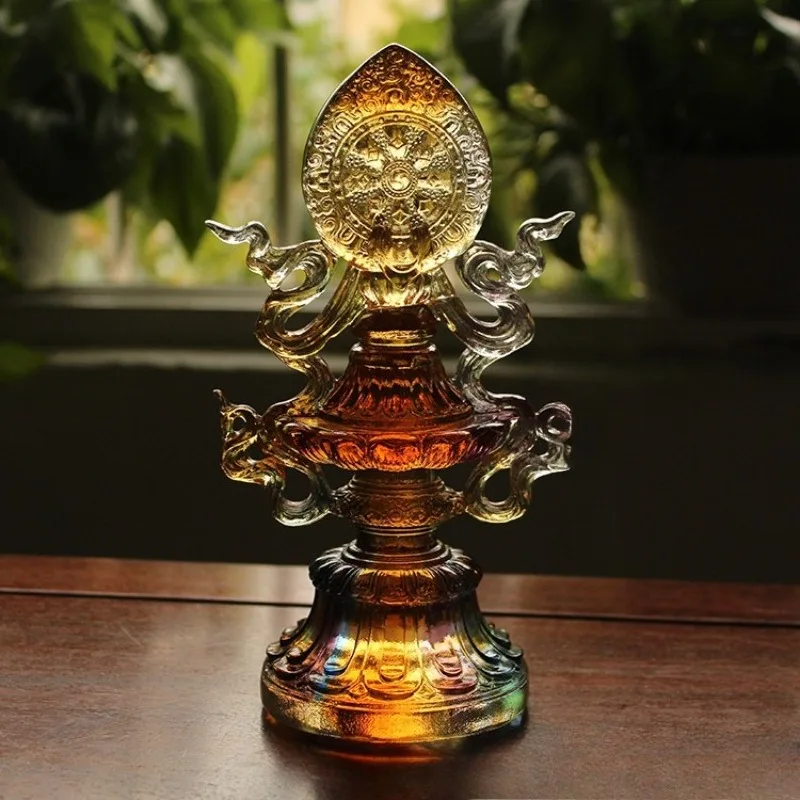 = Ancient glazed auspicious eight treasures ornament, height 20cm color/set