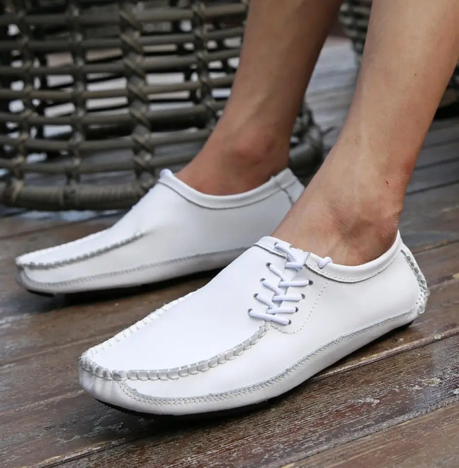 Handmade Split Leather Shoes Hand-stitched Men's Leather Shoes Non-slip Driving Shoes Loafers Designer Shoes Men Dress Shoes Men