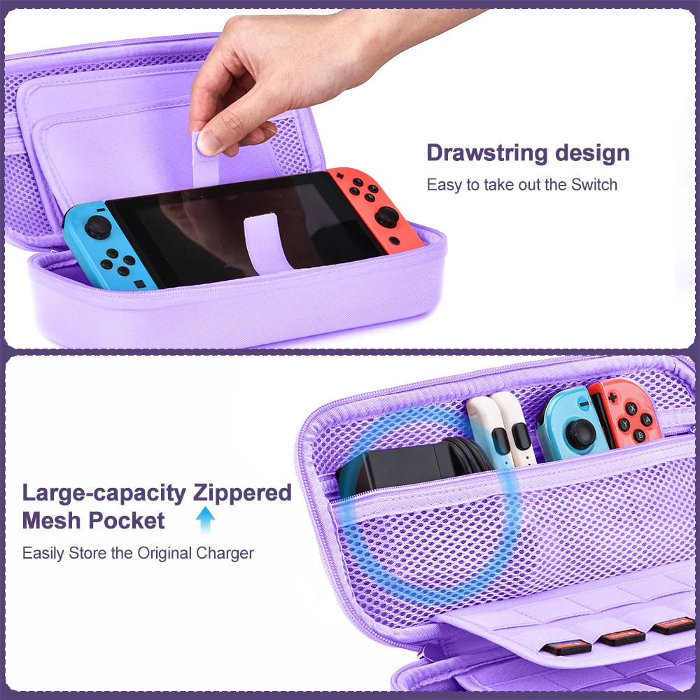 innoAura Switch Accessories Bundle with Carrying Case, Switch Game Case, Switch Screen Protector, Switch Stand, Thumb Grips