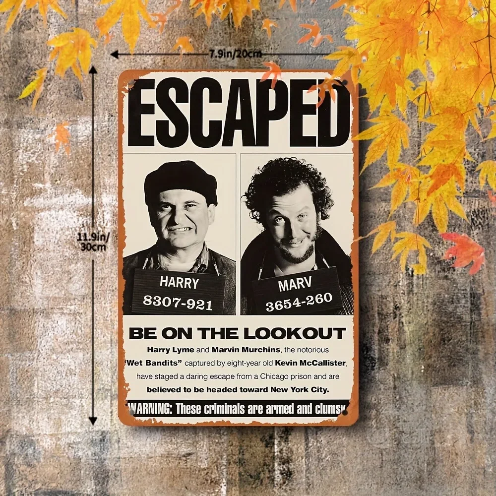 علامة Vintage Home Alone، قطعة واحدة من ملصق القصدير المعدني مقاس 8 × 12 بوصة - ديكور البار/المطعم #1