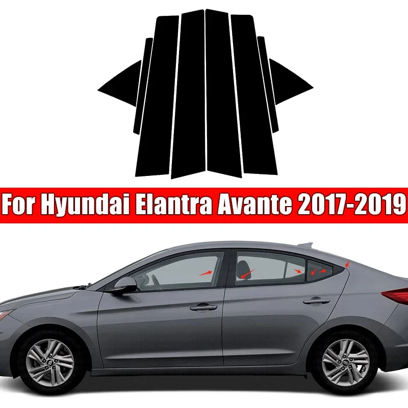 

8Pcs Car Door Window Pillar Center Post Trim Stickers For Hyundai Elantra Avante 2017-2019 2018 Auto Styling Accessories