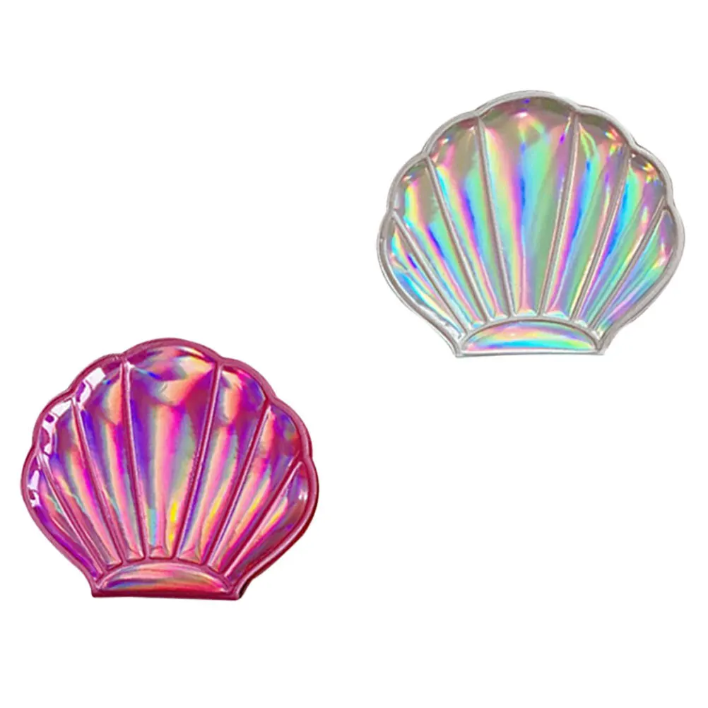 2Pcs Portable Compact Makeup Mirror Foldable Shell Shape Double Sided Vintage Small Pocket Mirror for Travel