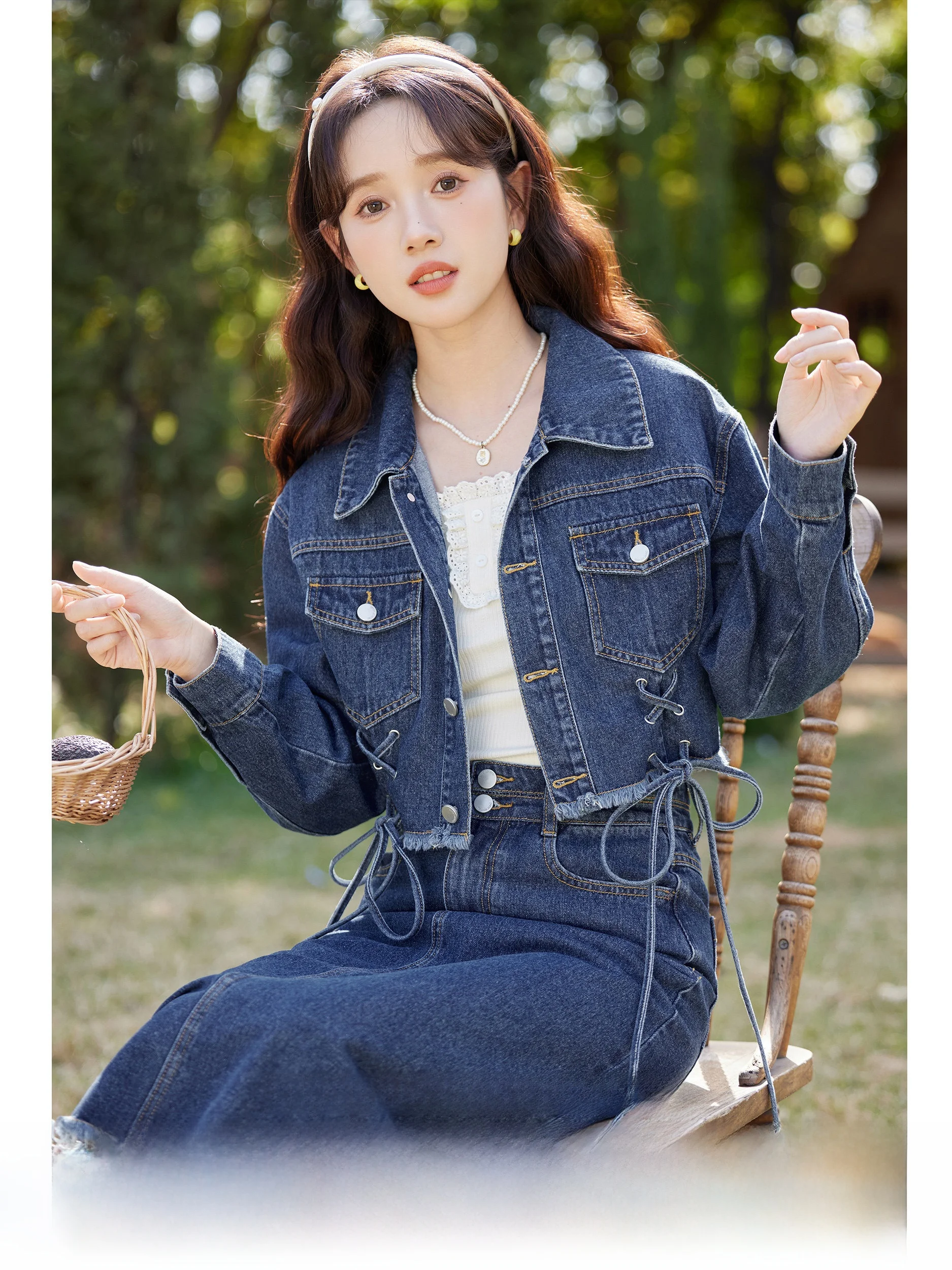 

Lingjiu 2026 New Retro Denim A-Line Skirt Women Summer Hiding Hip Pear Body Shape Skirts Cotton Casual round Neck Short ...