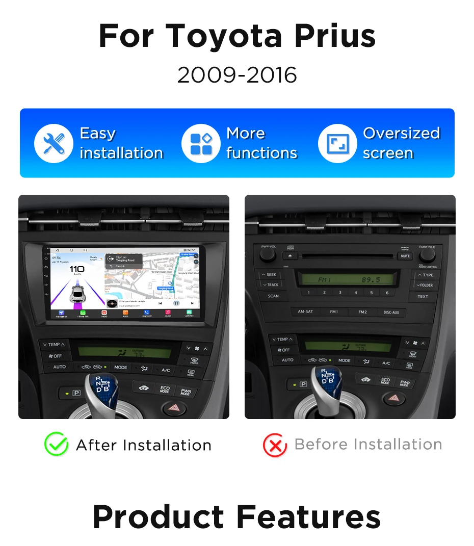 Junsun 8-Core 360 ° Kamera Auto Radio Für Toyota Prius 2009-2016 Drahtlose CarPlay Android Auto Stereo GPS Navi GPS 2din Kopf einheit – Detail 2